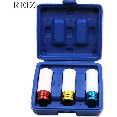 REIZ 17-21mm Tire Protection Sockets Wrench 3 Pcs Set 1/2 Inch Joint Power Pneumatic Drilling Automobile Car Repair Tool Kits