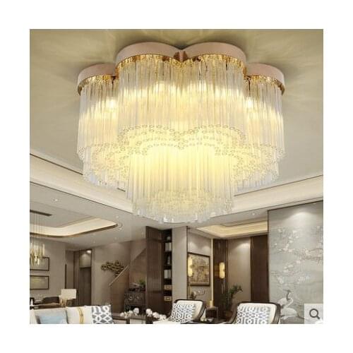 Crystal ceiling lamp flower-shaped living room bedroom post-modern minimalist art rose gold LED hotel atmosphere villa lamp