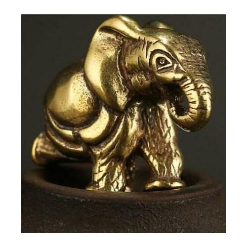 Collect Small Curio Chinese Fengshui Bronze Lovable Animal Elephant Pendant Gift