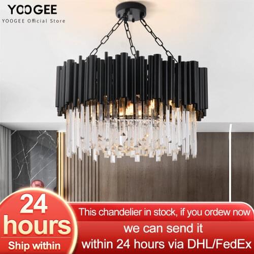 Modern Crystal Chandelier Lighting Round Black hanging Light For Living Room Luxury Home Decoration LED Cristal DE Lustres
