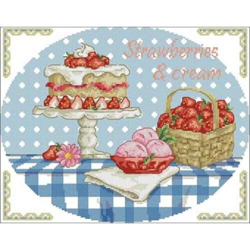 TOP Strawberry ice cream cake patterns Counted Cross Stitch 11CT 14CT 18CT DIY Cross Stitch Kits Embroidery Needlework Sets
