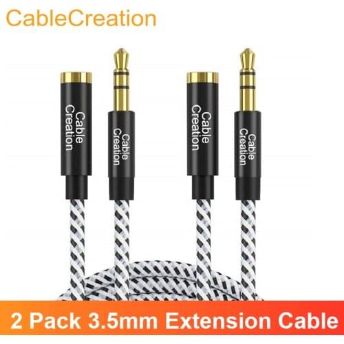 3.5mm Headphone Extension Cable, CableCreation [2-Pack] Male to Female Stereo Audio Extension Cable with Gold Plated Connector