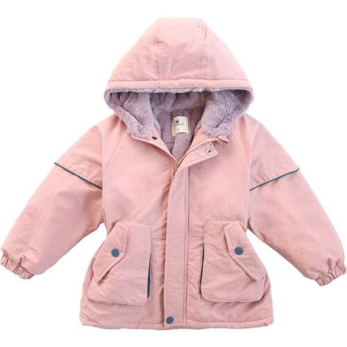 Girls slim windbreaker long style thick cotton-padded coat coat