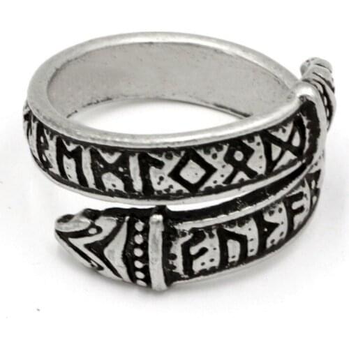 Vintage adjustable Norse Viking Rune Dragon Ring Elder Futhark Snake Ring Men Punk Nordic Amulet Jewelry Christmas Gift