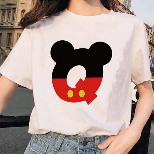 Womens Custom Name Mickey Mouse Letter Combination Printing T-shirt Font A B C D E F G Short sleeve Tshirt,Drop Ship