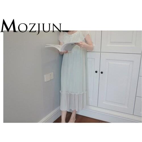 Women Nightgowns Sleepshirts Sexy Lace Vintage Nightgown Princess Silk Bridesmaids Robes Long Sleeping Dress Home Clothes #MZ81