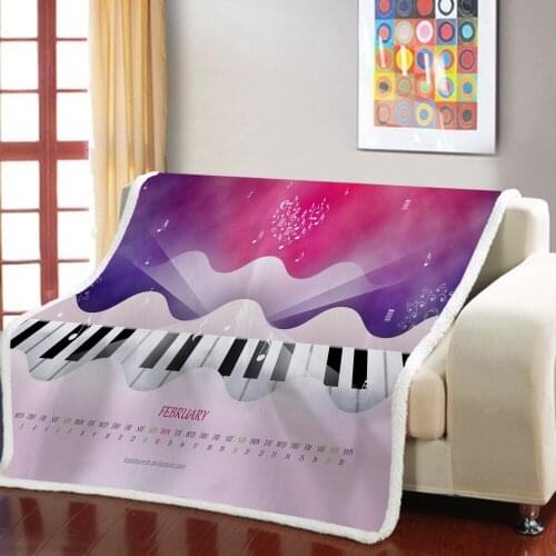 Winter Warm Blanket for Teens Girls Guitar Note Sherpa Fleece Blanket on Sofa Bed Camping Travel Office Bed Cover Kid Bedding