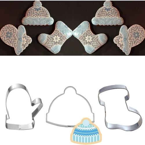 1pcs patisserie reposteria Wool Stocking Gloves Moldes Metal Cookie Cutter Fondant Cake Decor Tool Cupcake Toppers Biscuit Mould