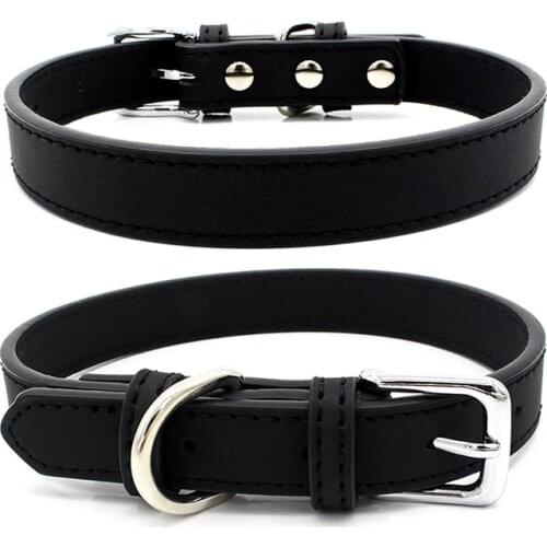 1PCS Dog Collar PU Leather Adjustable Solid color Pet Collar Kitten Cat puppy Collar Neck Strap Safe for Dogs Soft Pet Supplies