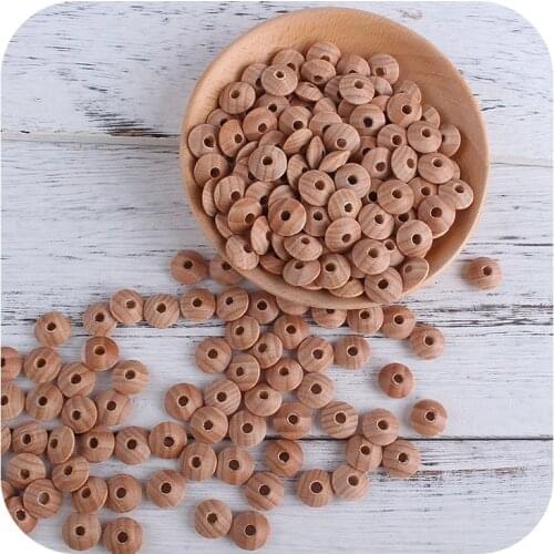1000Pcs Abacus Beads Baby Wooden Teether Natural Lentil Beads Beech Balls Perle DIY Teething Necklace Nursing Toy