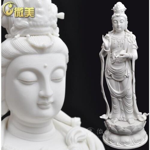 17 Inch Ceramic for Avalokiteshvara put Ephraim Guanyin Buddha Buddhist supplies wholesale Dehua white porcelain Buddha