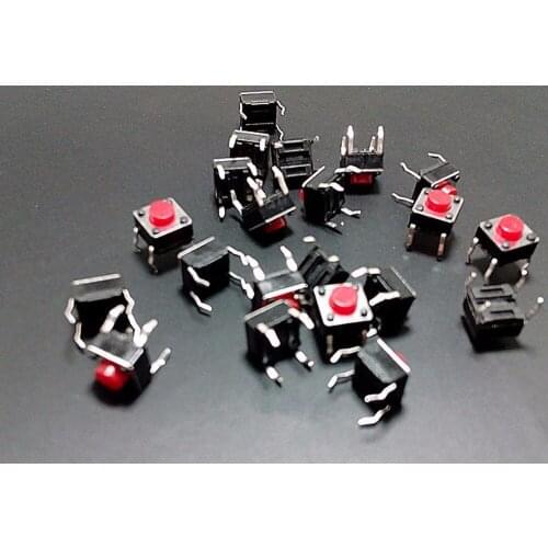 20PCS/Lot 6*6*5MM Black/ Red Small Button Switch Copper Foot Micro Square Push Button Switches Electronic Accessories 6X6X5