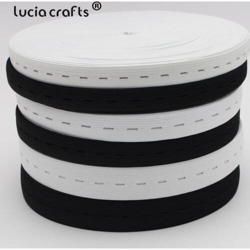5meter/lot 15/20/25mm Black/White Buttonhole Knit Elastic Band Adjustable Ribbon Tape Webbing DIY Sewing Garment Trousers T0807