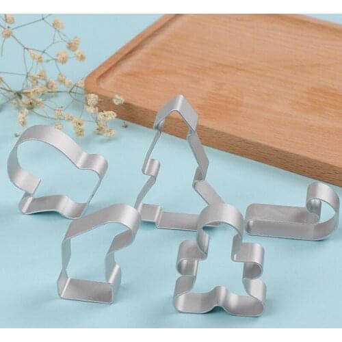 5pcs Christmas Cookie Cutter Tools Stainless Steel Gingerbread Men Shaped Holiday Biscuit Mold Kitchen Cake Decorating Tools