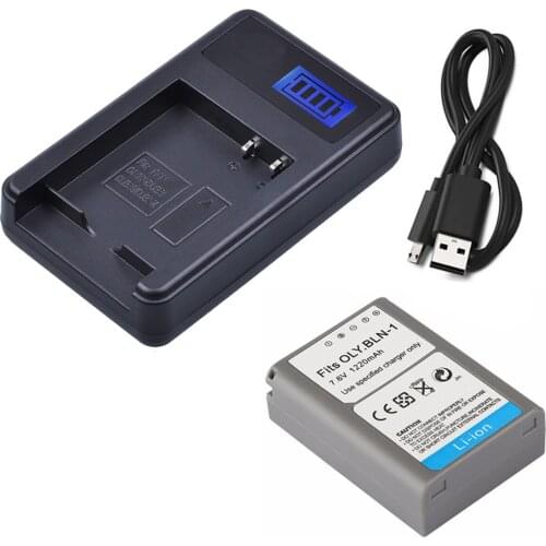 Battery Pack + Charger for Olympus BLN-1, BLN1 Rechargeable Lithium-ion