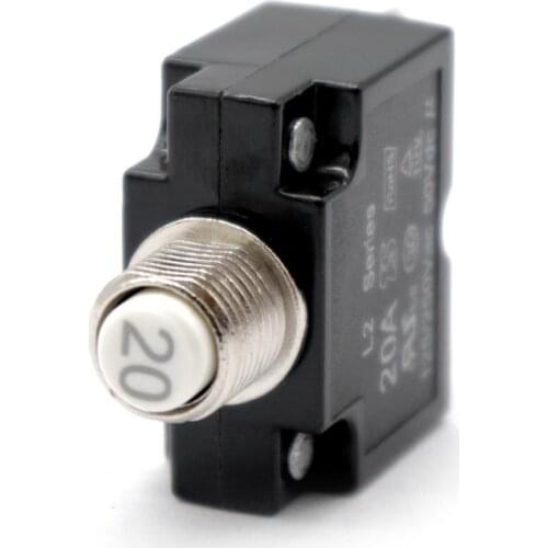 20 Amp Push Button Circuit Breakers with Black Waterproof Button Cover, DC 50V AC 125-250V