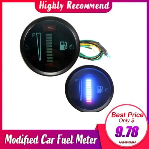 Auto Motorcycle Modified Car Fuel Meter LED Display Fuel Level Gauge Motorcycle Universal 52MM 12V DC Boat Truck RV