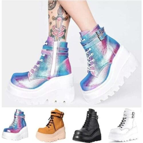 Womens Orthopedic Shoes Ankle Boots Winter Ladies Snow Platform Booties Woman Female Chunky Leather Flat Heels Gothic Booties