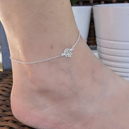 Foot Chain Stainless Steel Yoga Jewelry Flower Lotus Ankles for Women Bracelet Gold Rose Gold Color Mothers Day Gift