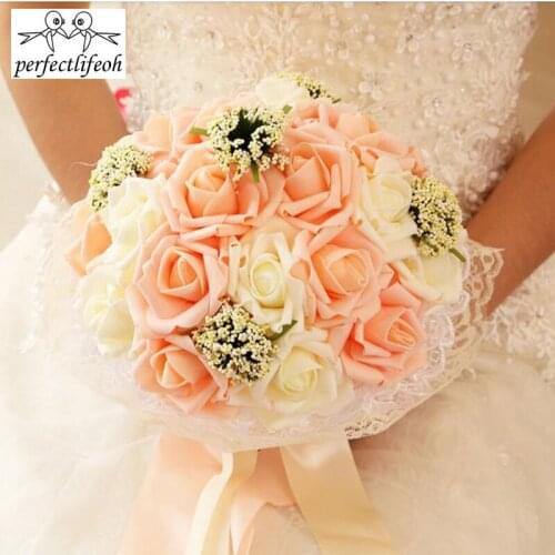 Perfectlifeoh Bride holding flowers,Romantic Wedding Colorful Bride 's Bouquet,red pink blue and purple bridal bouquets