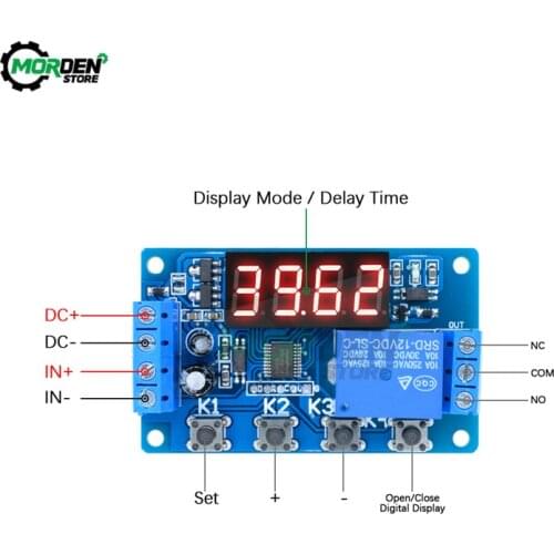 DC 12V 4-Button LED Display Digital Delay Timer Relay Control Switch Module Cycle Adjustable Switch Module 4-Digit With Buzzer
