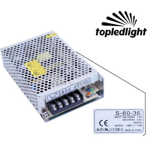 DC36V 1.5A 60W Aluminum Universal Regulated Switching Power Supply For CCTV Cameras Home Appliances Portable Lighting Accessory