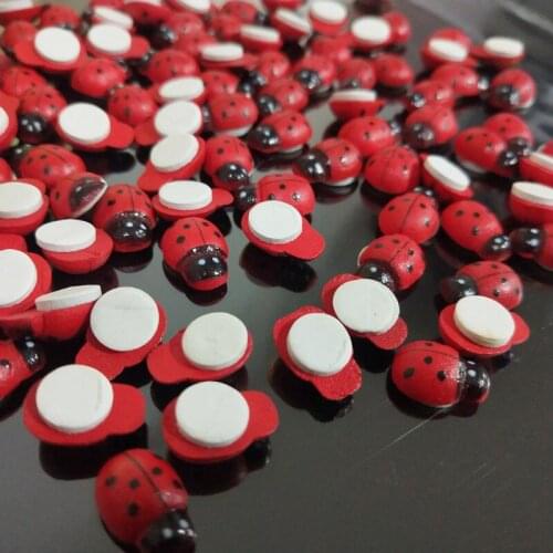 100pcs Wooden Buttons Flatback Ladybugs Miniatures Cabochon Scrapbooking Crafts Wood Embellishment Kawaii Garden Decorations