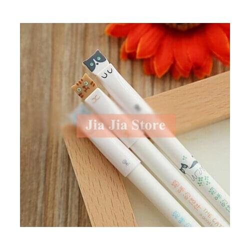 12 pcs/lot Lovely Cartoon Cat 0.38mm Black Ink Gel Pen(tt-3857)