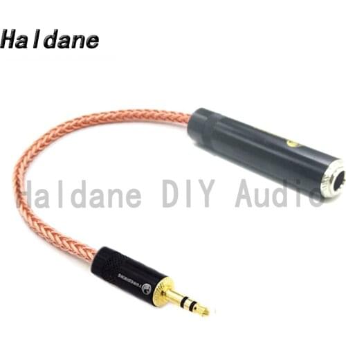 Haldane 3.5mm Stereo 3pole Male 6.35mm TRS 3pole Female OCC Single Crystal Copper Audio Adapter Cable 6.5 to 3.5 Connector