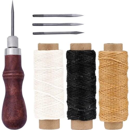 KAOBUY Leather Sewing Shoe Repair Tool Awl Hand Sewing Awl Leather Craft Stitching Shoemaker Canvas Repair Sewing Awl Thread Kit