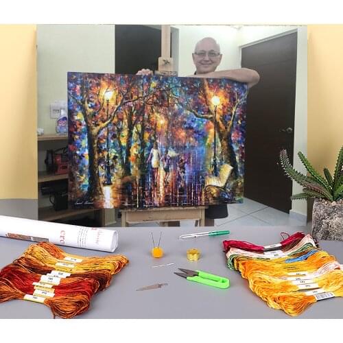 Oil Painting Style Family Printed Canvas 11CT Cross-Stitch DIY Embroidery Full Kit DMC Threads Hobby Handicraft work Mulina