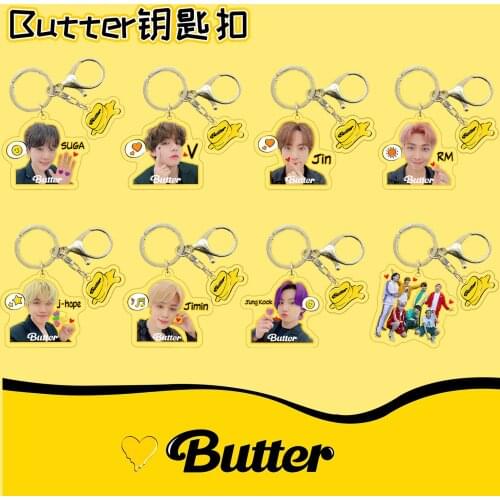 Kpop Butter Acrylic Key Chain Toy Jungkook V Rm Suga Jin Jhope Jimin New Song Butter Logo Creativity Figure Pendant Gift