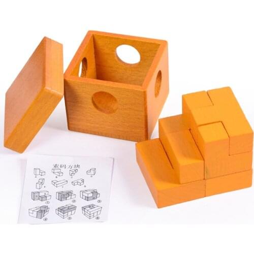 1Set Boxed Cube Soma Cubes Adult Wooden Toy Elm Wooden Blocks