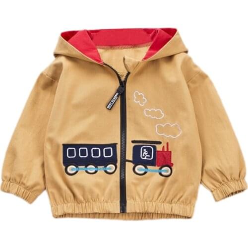 New Kids Boys Jacket Coat Spring Autumn Hooded Windbreaker For Children Outerwear Baby Clothes Infant Zipper Clothing Wholesale