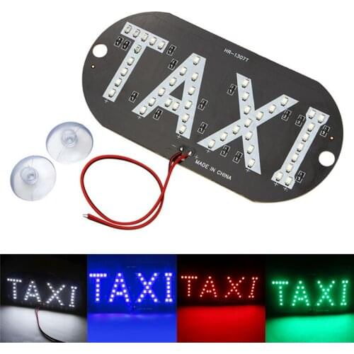 4 Color Taxi Cab Windscreen Windshield Sign White LED Taxi Light Lamp Bulb