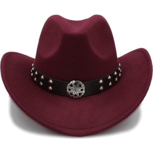 Fashion Women Wool Hollow Western Cowboy Hat Sombrero Hombre Cowgirl Cap Lady Fascinator Montana Hat Size 56-58cm