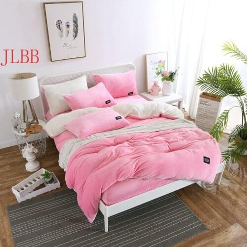 Milk Flannel Fleece bedding set baby cashmere duvet cover set flat sheet AB side bed linens bedclothes Modern style warm winter