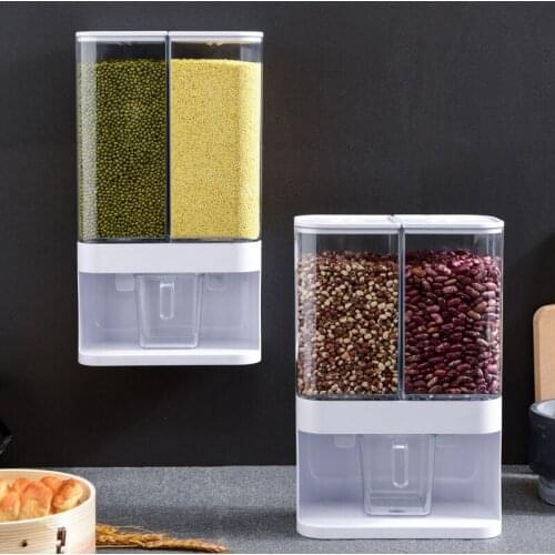 Push-Type Grain Storage Box Wall-Mounted Grain Storage Containers Kitchen Organizer Cereal Dispenser Kichen Items Food Storage