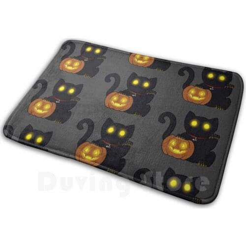 A Little Halloween Luck Mat Rug Carpet Anti-Slip Floor Mats Bedroom Halloween Cat Maneki Neko Neko Cats Kitty Cat Kitty Samhain