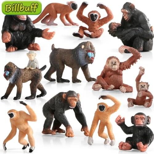 New Simulation Wild Animal Model Toy Set Gibbon Monkey Orangutan Action Figure Orangutan Cognition Educational Toy for Children