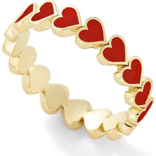2021 New Colorful Enamel Heart Surrounded Lovely Stacking Rings for Women Minimalist Gold Rings for Best Friend Cute Heart Ring