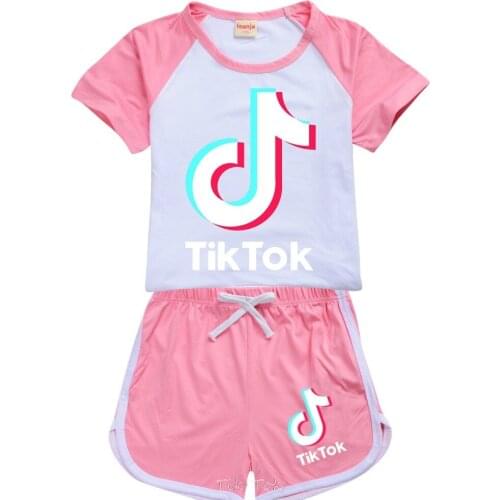 Tik Tok Original Childrens Sets T shirt and Jeans shorts Tik Tok Kids t shirt Summer Toddler Girl Clothes Girls Clothing