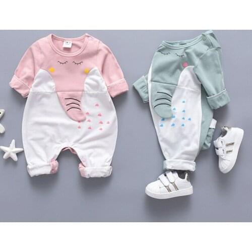2020 autumn and winter new hot models round neck cartoon elephant pattern baby romper one-piece crawling clothes