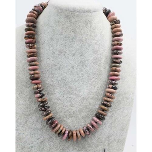 Rhodonite pink roundel 14*4mm necklace 18" nature FPPJ beads wholesale discount
