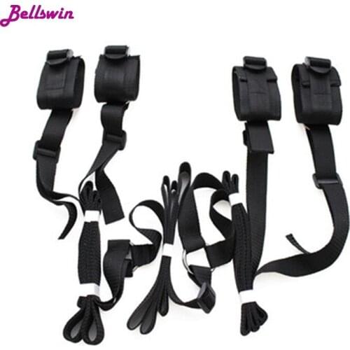 Adjustable BDSM Sex Bondage Under Bed Restraint Handcuff Footcuff Fetish Hidden Belt Temptation Kit Set Sex shop Toy Adult Game