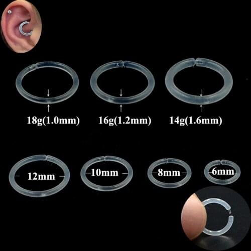 1Piece Bioplast Flexible Segment Hinged Rings Septum Nose Clicker Piercing Nose Lip Earrings Helix Nose Piercing Body Jewelry