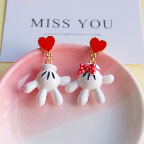 Cute Bulk Earrings Stud Stereo Cartoon Anime Palm Asymmetry Unusual Resin Heart Fashion Jewerly Wholesale For Women 2021 New