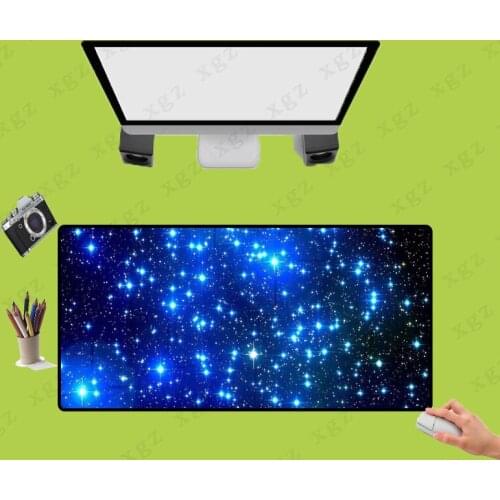 XGZ Blue Starry Mouse Pad Large Size Computer Keyboard Mouse Mat Water Resistant Non-Slip Mouse Pad Stitched Edges XXL