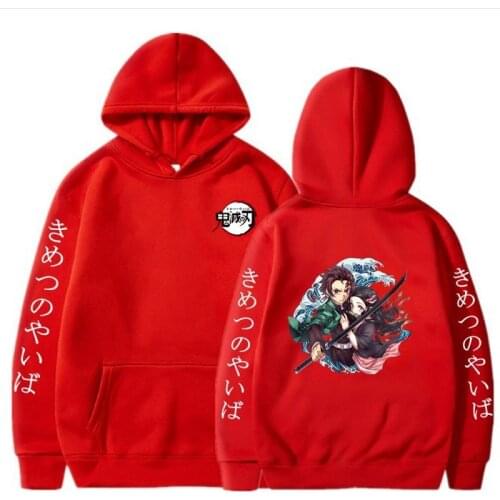 Kamado Nezuko Anime Cosplay Hoodies Demon Slayer Loose Oversized Hooded Pullover Solid Casual Streetwear Sweatshirt 2021 New Top