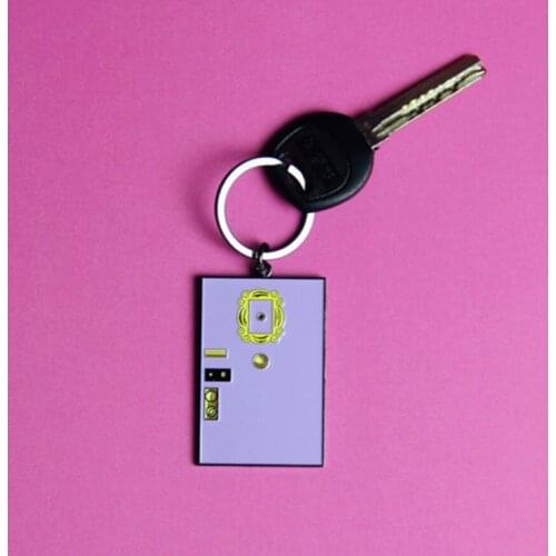TV Series Friends Monicas Door Frame Keychains Key Ring Pendant Metal Alloy TV Show Chains Charms Collection Jewelry Accessory